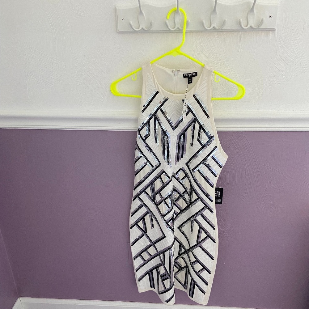 White Sequin Mini Dress